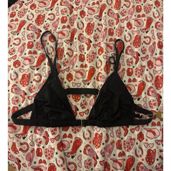 SKIMS Size 4X Jelly Sheer Triangle Bralette Onyx Black Bra Nwt Snap Open Front - Picture 5 of 7